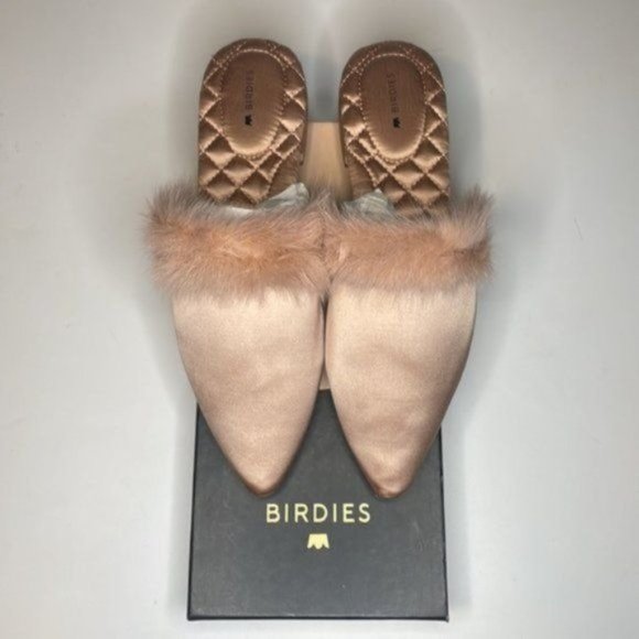 Birdies The Dove French Rose Mink Fur Slides - Picture 4 of 8